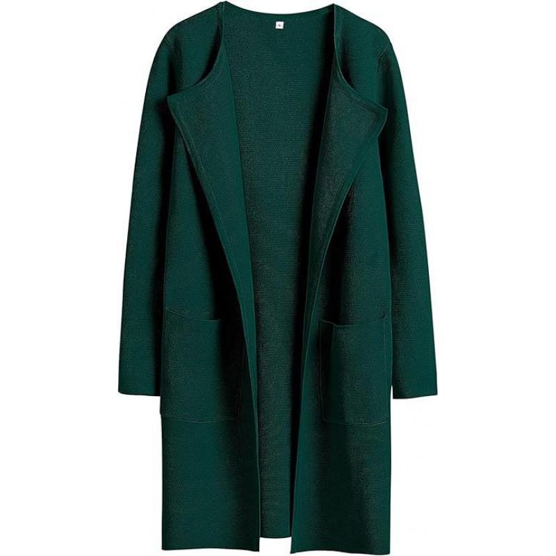 Womens Oversized Wool Blend Coat Longline Casual Outerwear With Notched Collar Pure Color