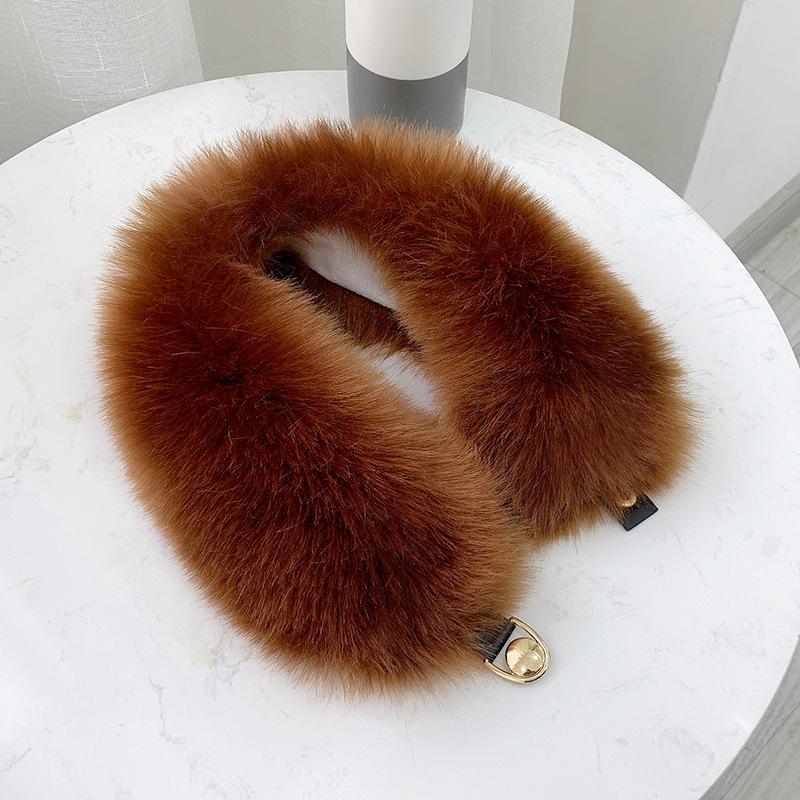 Winter Plush Thickened Warm Imitation Fox Hair Snap Button Scarf Versatile Women's Imitation Fur Scarf