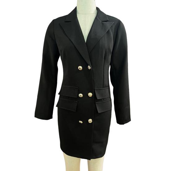 Blazer Dress for Women V Neck Long Sleeve Work Dress Notch Lapel Double Breasted Jacket Dress Formal Office Business Outfit