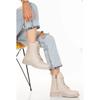 Women's Boots Beige Zippered Lace-Up Non-Slip Sole Boots