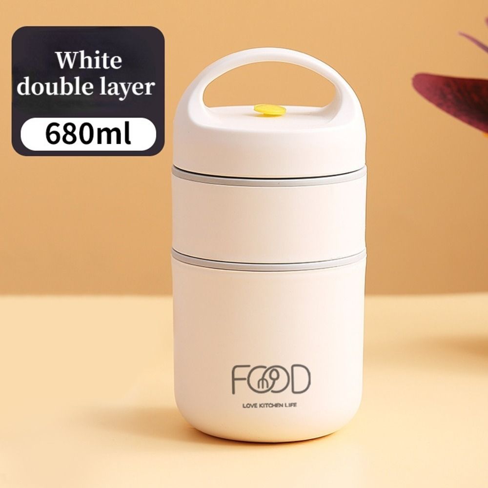 2-Tier Breakfast Warmer Soup Cup Insulated Lunch Bag Vacuum Thermal Lunch Box 304 Stainless Steel