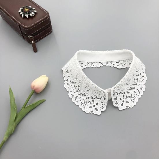 Fake Collar Embroidered Lace Flower Detachable Collar Women Solid Color Hollow Design False Collar Match for Tops Sweatshirts