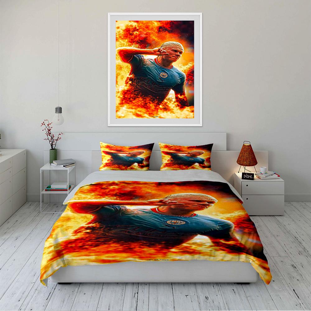 "Fiery Soccer Player Bedding" Bedding set (1 duvet cover, 2 pillowcases, duvet not included)