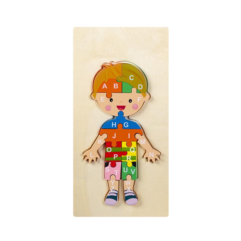 Kids Educational Wooden Animal Digital 3d Puzzle Early Learning Toy