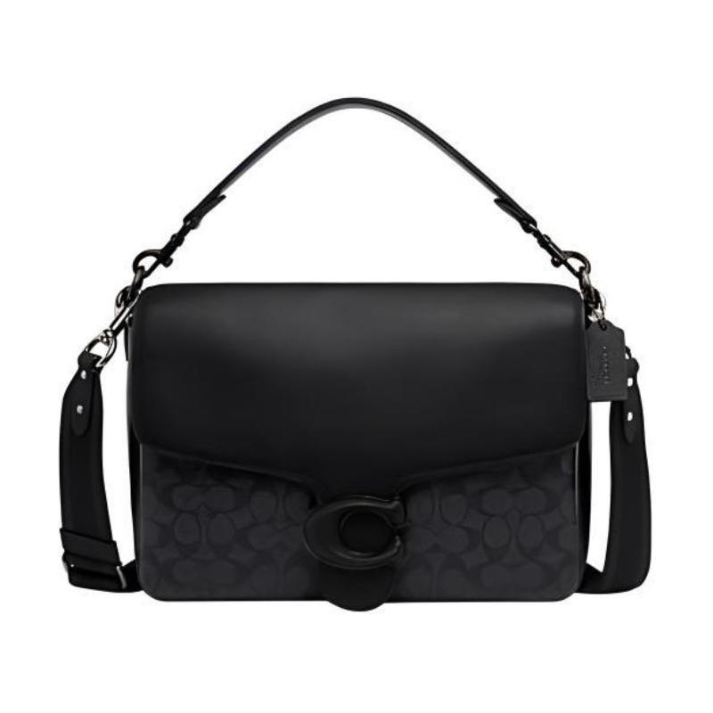 COACH Tabby 31 classic presbyopic snap closure coated canvas and leather messenger bag shoulder crossbody bag large size women's black