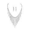 Luxurious Sparkling Rhinestone Necklace Earrings Two-piece Set Bridal Jewelry Earrings