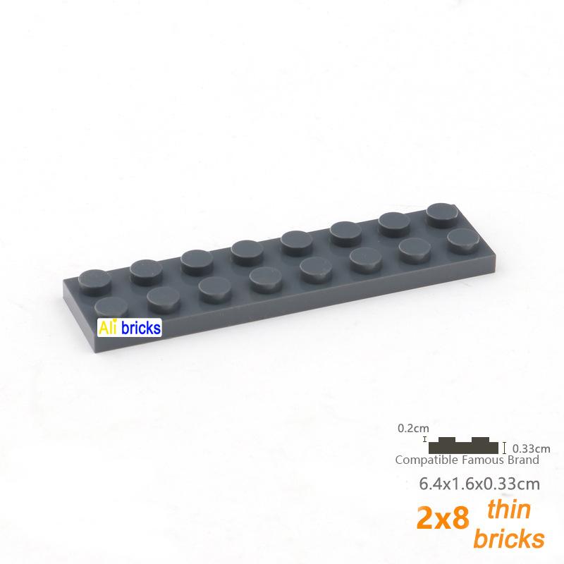 80 шт. объемных строительных блоков, тонкие фигурки, кирпичи 2x8 точек, 13 цветов, образовательные, креативные, совместимые с 3034 игрушками для детей