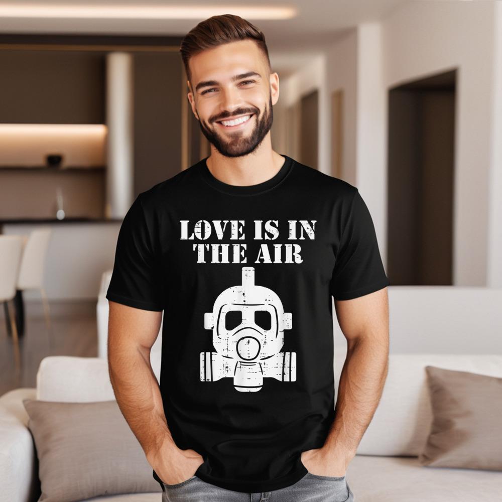Love In The Air Mask 100 Cotton Tshirts For Unisex Short Sleeve Graphic Tops Tees Retro Autumn Oneck Tshirts Casual
