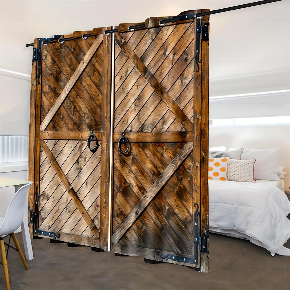 2 шт. Дверь амбара антикварная деревенская ферма старое дерево цифровая печать гостиная шторы люверсы верхние шторы гостиная офис