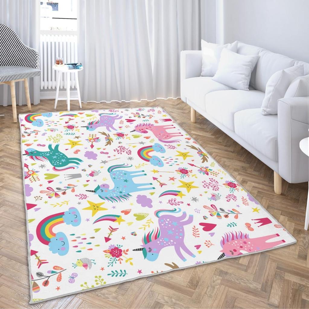 Non-Slip Area Rugs Green and Grey Abstract Art Home Decor Rugs Carpet for Classroom Living Room Bedroom Dining Kindergarten Room
