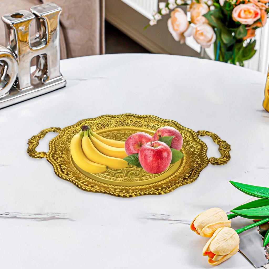 Фруктовая тарелка Закусочное блюдо Европейский металлический Многоцелевой сервировочный поднос с ручками для конфет