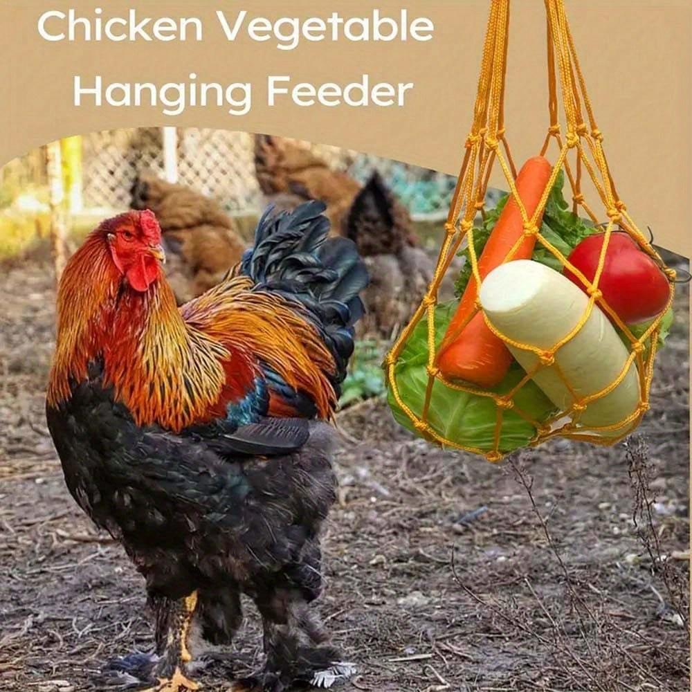 1 шт. нейлоновая сетчатая сумка для кормления птицы с подвеской, большая вместимость, принадлежности для разведения кур, сетка для овощей, легко наполнять и чистить