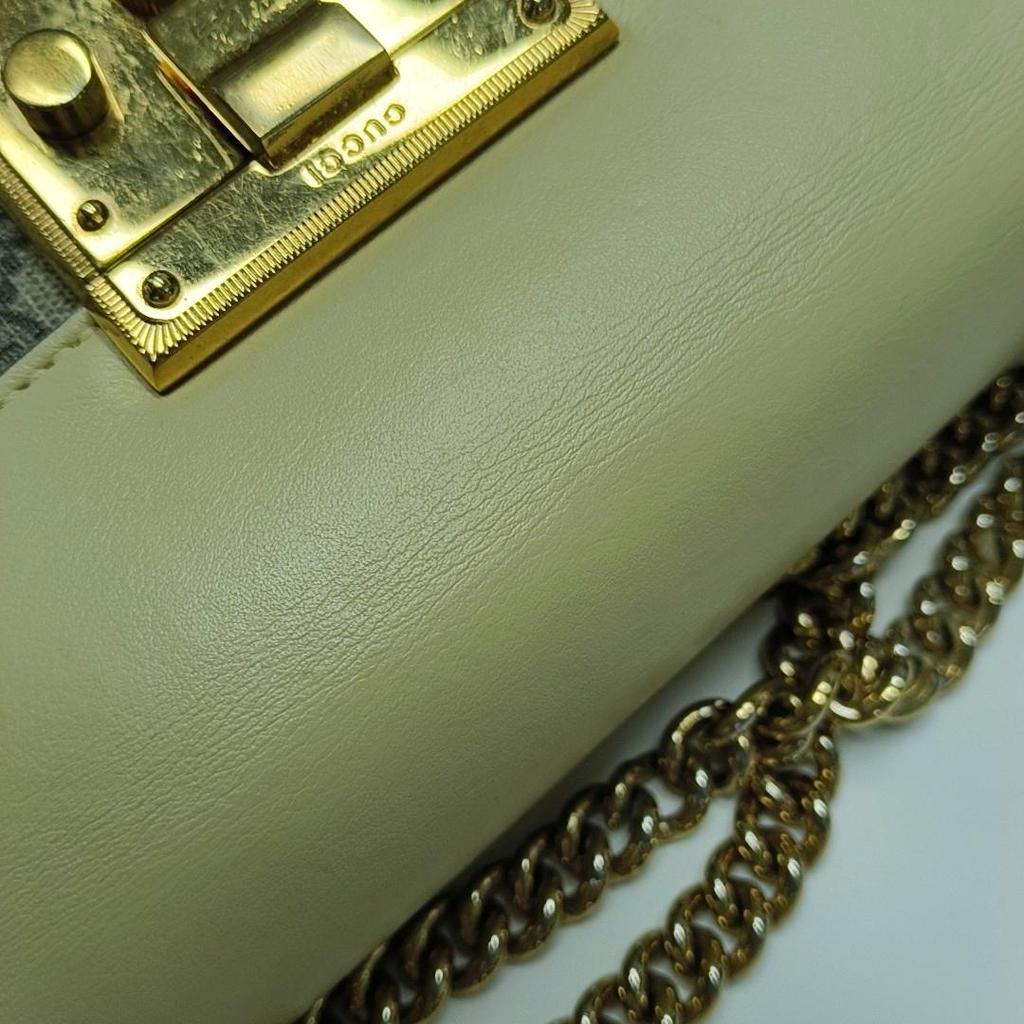 [Pre-Owned] Padlock Metal Lock Logo Chain Canvas And Leather Box Bag - Good #PTYRAN