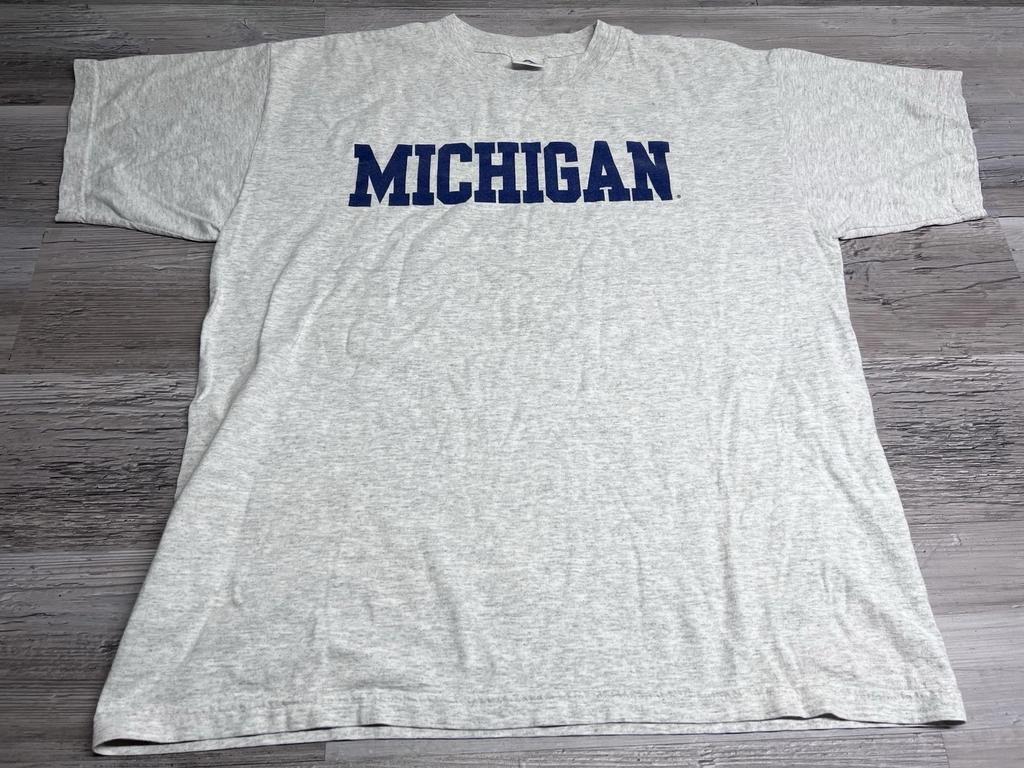Vintage University Of Michigan Wolverines T-Shirt Spell Out Y2K Collegiate Sz XL