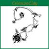 Gothic Rose Leaf Ear Jewelry With Alloy Material For Female Accessories