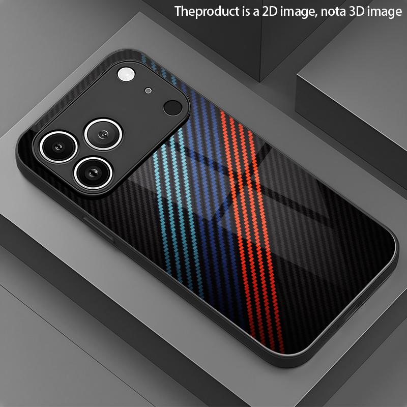 2D чехол для телефона с рисунком под карбон для iPhone 17 16 15 14 13 12 11 X XR XS Max Pro 8 plus, цветной дизайн, стеклянная защитная крышка