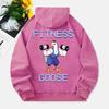 Худи Fitness Goose с принтом мультяшек, женский хлопковый пуловер, удобная теплая одежда оверсайз с капюшоном