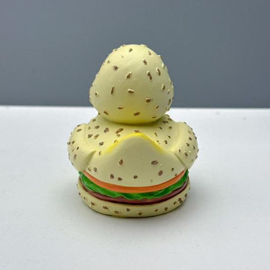 Hamburger Duck Figurine Resin Burger Duck Statue Novelty Desktop Duck Sculpture for Home Office Shelf Table Decoration