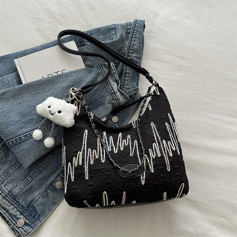 Стильная сумка-тоут большой вместимости, новинка 2024 года, для повседневных летних поездок на работу, черного, белого, розового цвета