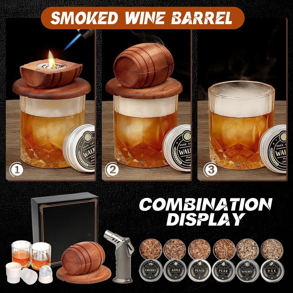 Набор для коктейлей Виски (с ) – Включает 6 различных видов щепы с разными вкусами, 2 стакана и 2 формы для ледяных шариков, что делает его отличным подарком для мужчин, любящих виски