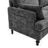 Modern two-seater Chenille sofa, wooden legs, LED lights, USB charger and storage bag