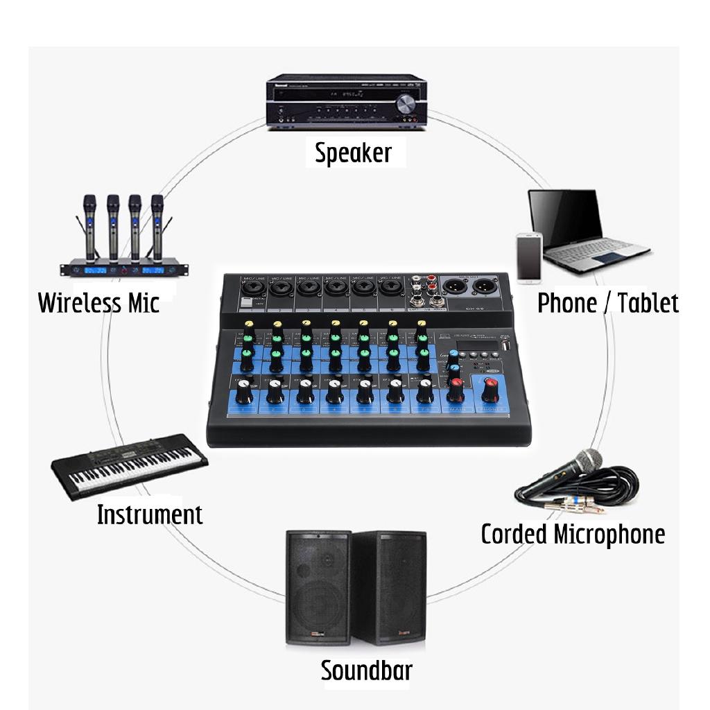 8-канальный портативный аудиомикшер с Bluetooth USB DJ микшерный пульт MP3 Jack караоке 48 В усилитель для караоке KTV