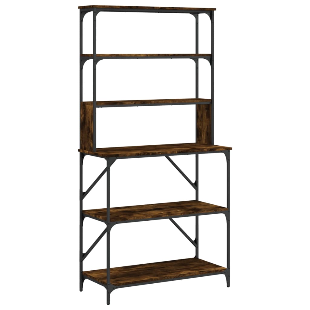 Baker s Shelf with 6 Shelves Smoked Oak Finish 90 x 40 x 180 cm Engineered Wood