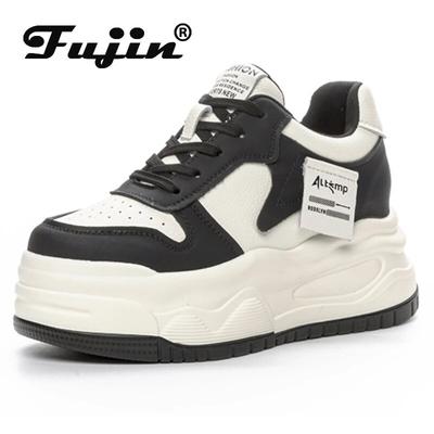 8 см коровья кожа из микрофибры на платформе, осень-лето, скейт-брард, массивные кроссовки, модные женские белые весенние вулканизированные туфли