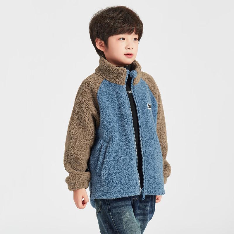 Boys' Winter Stand-Collar Raglan Fleece Jacket