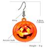 Luminous Halloween Pendant Pumpkin Dangle Ear Clips LED Skull Earrings Electric Black Cat Glowing Dangle Earrings