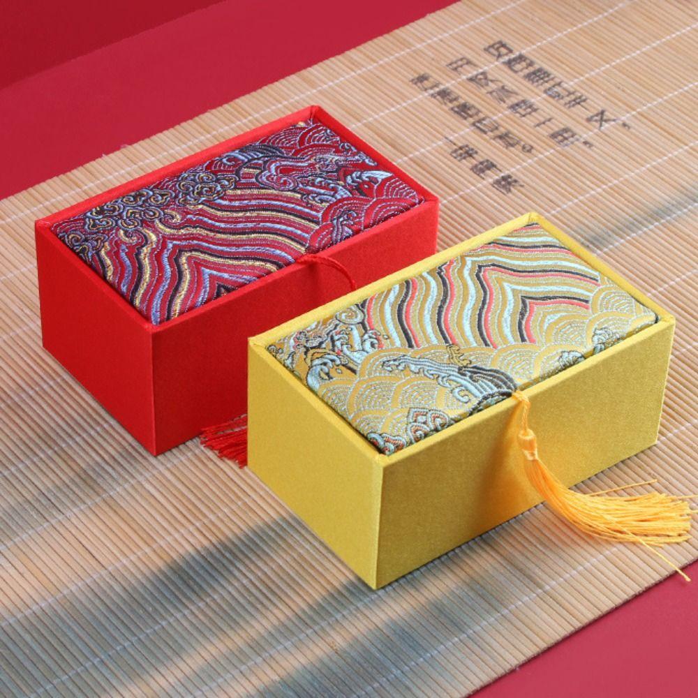 High-End Silk Jewelry Box with Tassels Bracelet Box For Wedding Travel Souvenir Gifts