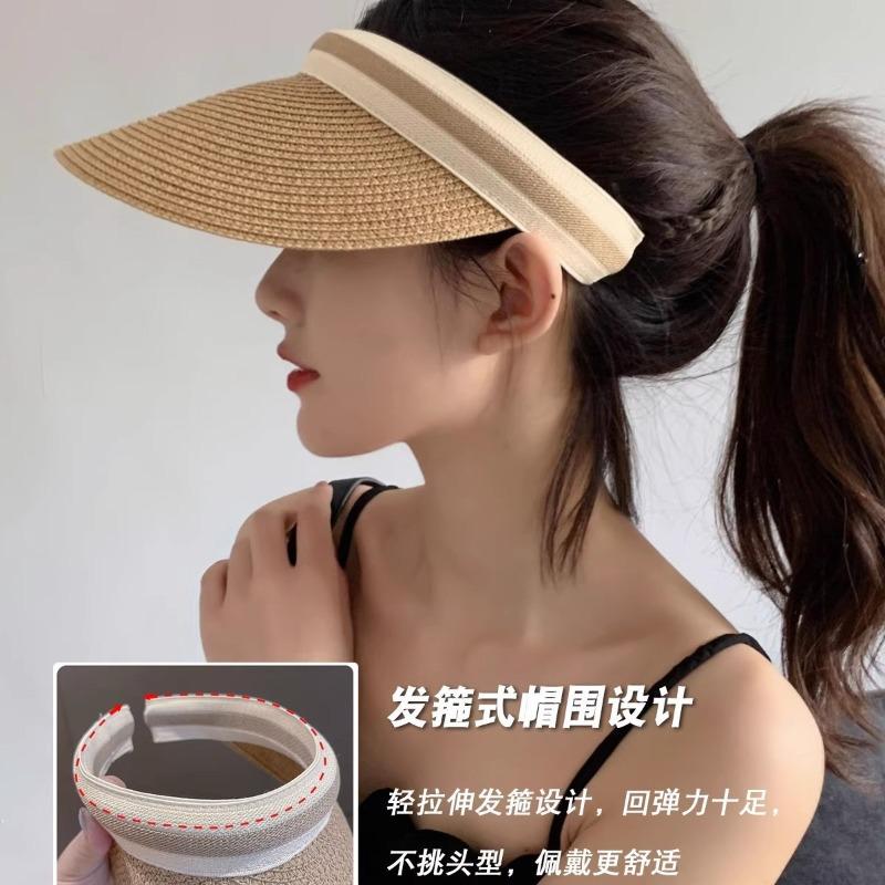 Hua Shaojiang Shuying Empty Top Hat Women's Summer Hat Traveling Seaside Sunscreen Shade Straw Hat Ropless Sun Hat