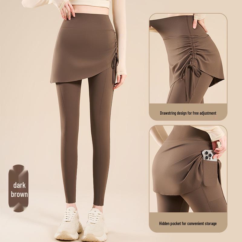 Women's High-Waist Yoga Skirt Pants with Pockets - Slimming, Anti-Exposure, Tight-Fitting, with Drawstring