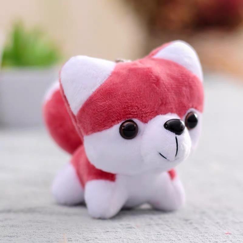 4color Plush Toy Keychain Plush Doll Kawaii Cartoon Dog Keychain Cute 10cm Siberian Husky Stuffed Doll Key Ring
