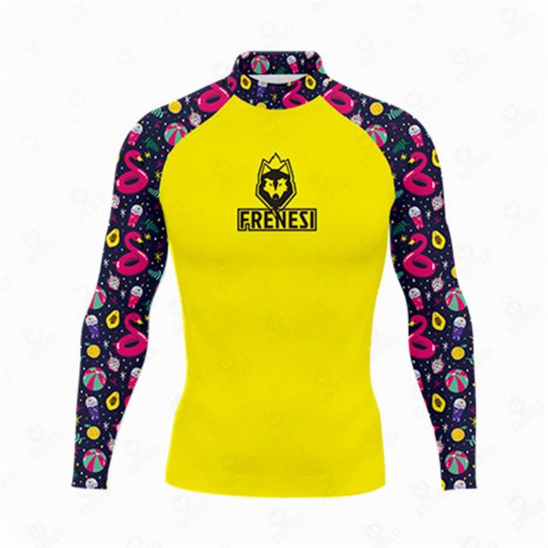 FRENESI Mens UV Protection Rash Guard Set Long Sleeve Top Bottom Quick Dry Dive Suit Snorkeling Surfing Swimming