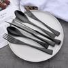 24Pcs Black Dinnerware 18/10 Stainless Steel Flatware Set Steak Knife Fork Spoon Teaspoon Cutlery Set Food Tableware Silverware