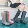 Fashion Hot Fashion Rainboots Women Knee-High Water Boots Buckle Long Tube High-grade Waterproof Shoes Womens Rubber PVC Rain Boots 2025