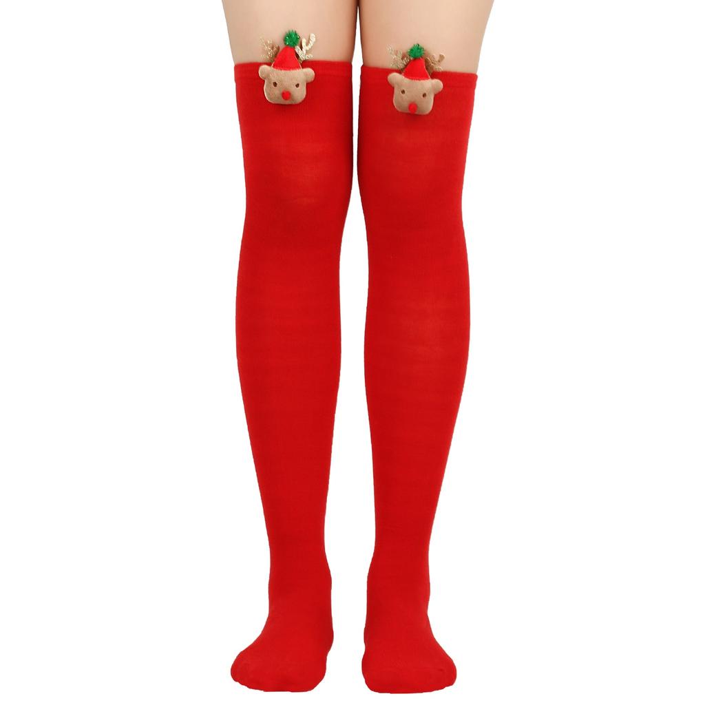 Women's Christmas Stockings Elk Socks Knee-High Over-the-Knee Socks