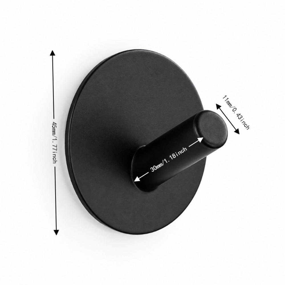 4 PCS Silver Black Stainless Steel Hook Sticky Backing Towel Hook Adhesive Hook Wall Mount