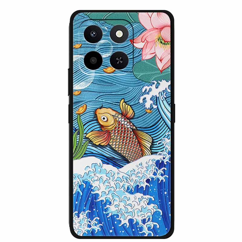 3D чехол для Honor X7d 5G Чехол X 7 d Coque 6.77" Тиснение Цветы Черный Силикон Мягкая задняя крышка Для Honor X7d 4G Чехлы Оболочка Funda