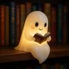 Ghost Night Light Desk Ghost Reading Book Lamp Cartoon Ghost Bedside Lamp for Halloween Decoration Book Lovers Gift