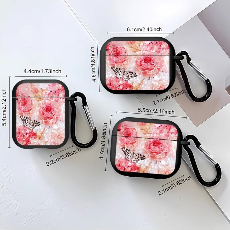 Soft Earphone Cases Cover Case For Airpods 1 3 Pro3 2 4 Pro2 Pro Beautiful Rose Butterfly