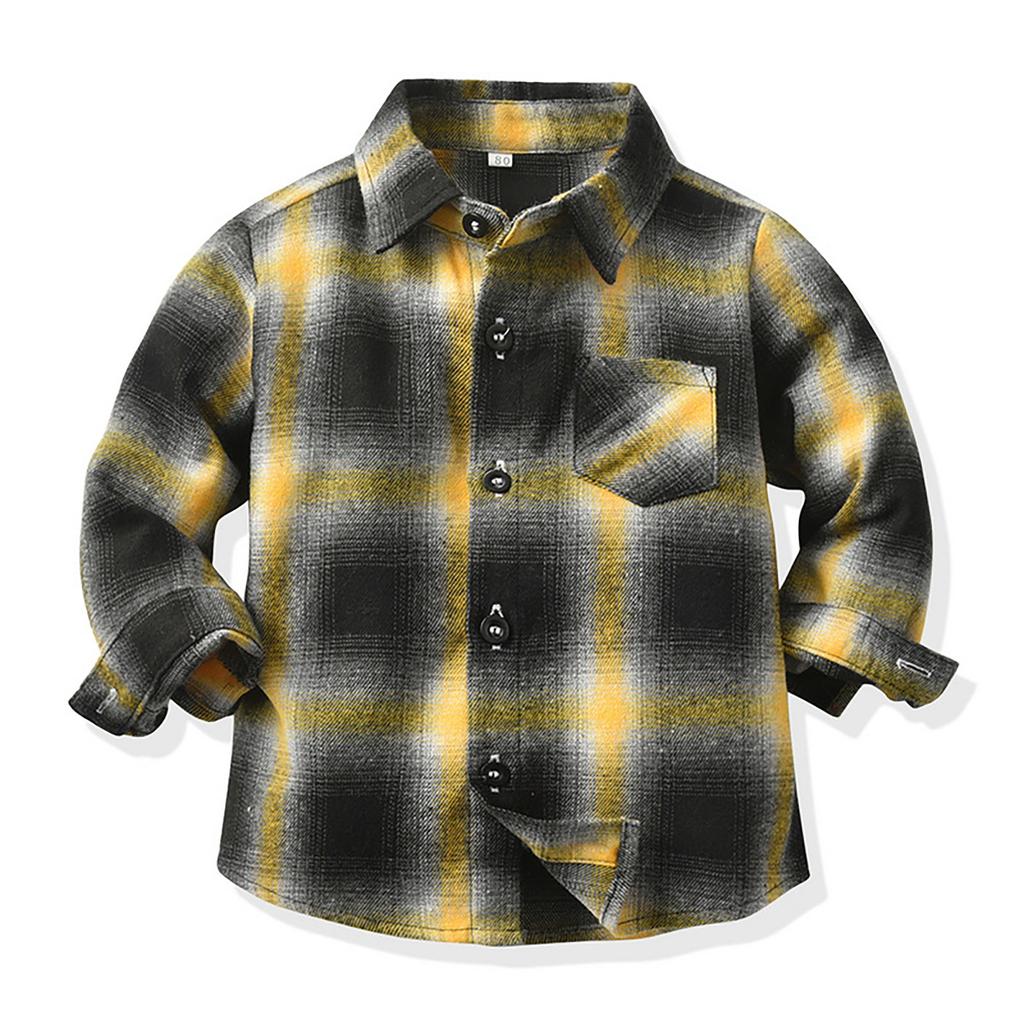 Kids Toddler Flannel Shirt Jacket Plaid Long Sleeve Lapel Button Down Shacket Baby Boys Girls Fall Shirt Coat Outwear