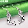 925 Sterling Silver AAA Zircon Dolphin Piercing Earrings Fashion Charm Wedding Jewelry