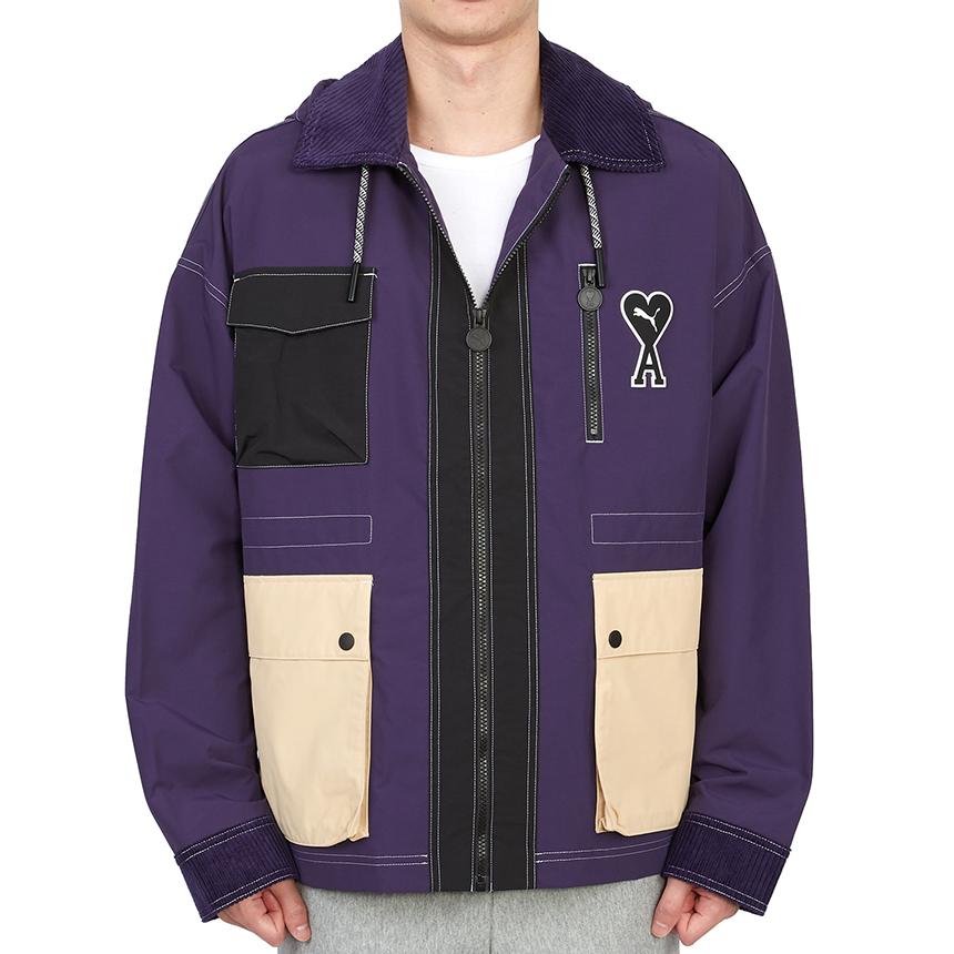 Puma X Ami Woven Jacket Deep Plum Unisex Streetwear 535990-89