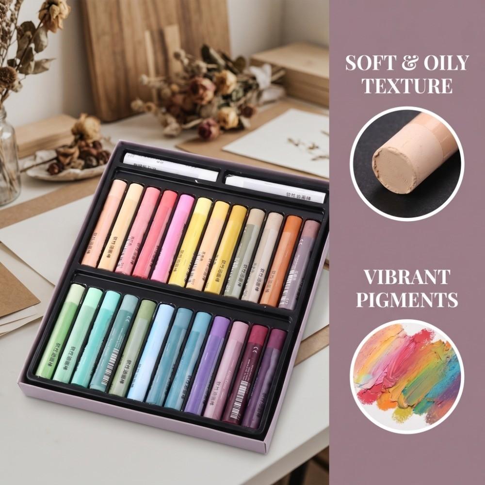 24Colors Soft Oil Pastel Set Smooth Painting Tool Simple Surface Wiping Art Supply Daily Drawing
