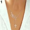 Women's Simple Leaf Cross Bird Choker Collar Statement Pendant Necklace Jewelry