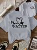 Front And Back Doublesided Print Unisexs Casual English Letter Love Heart Line Design Print Casual Round Neck Short Sleeve