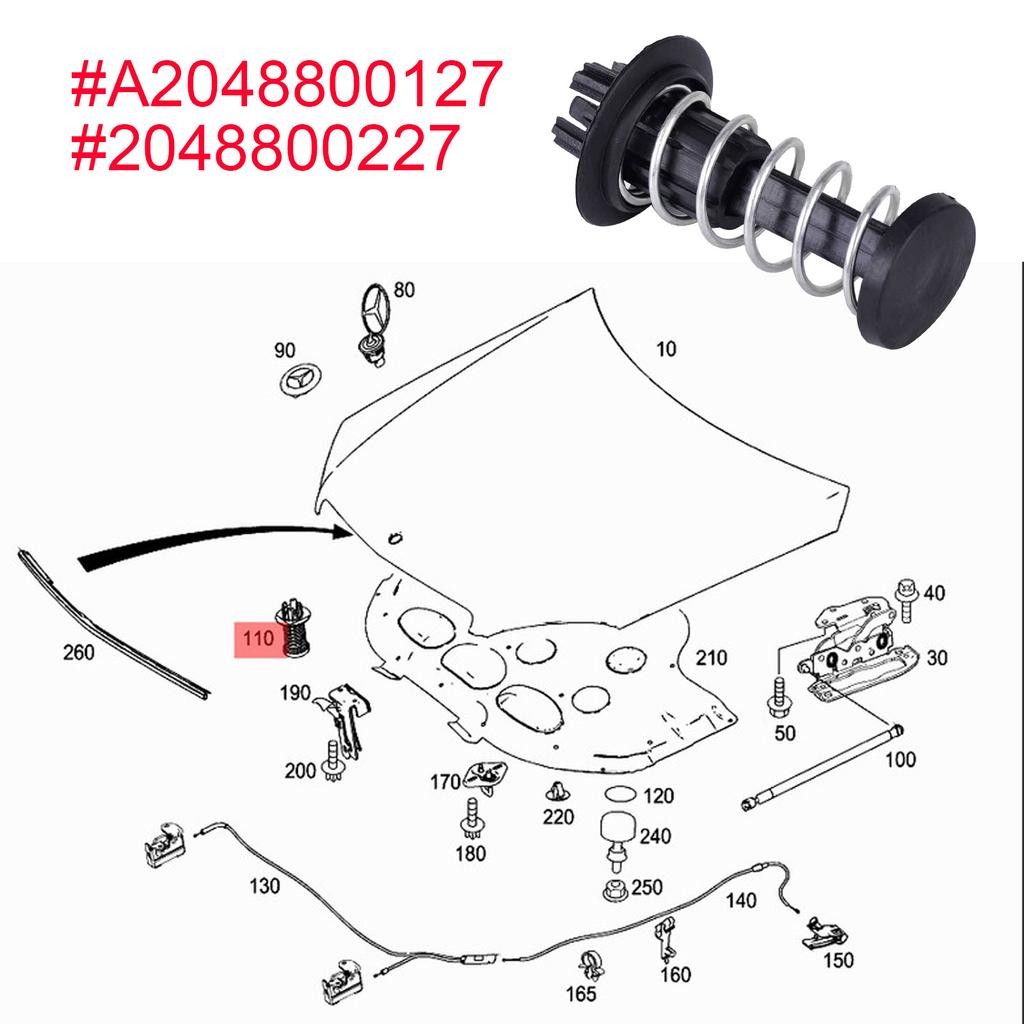 2 шт. Пружина капота A2048800227 A2048800127 ДЛЯ Mercedes-Benz E S SL GLK C-Класса W204 W212 S212 A207 C207 W222 R231 X204