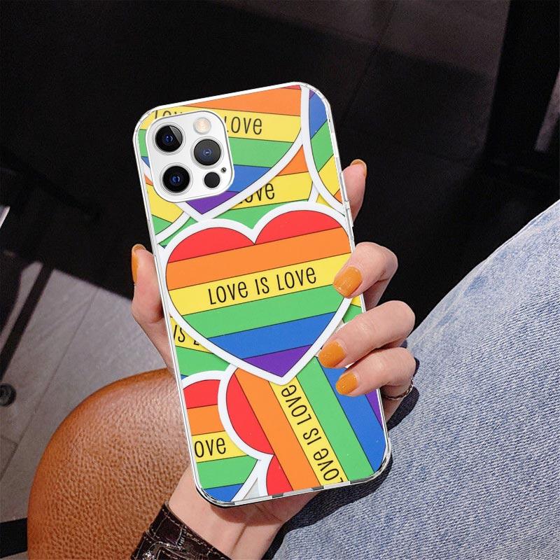 Love Is Love LGBT Rainbow Phone Case For iPhone 17 Air 16 Pro Max 16E 15 + 14 Plus 11 12 13 Mini 7 8 SE Gift Print Cover Fundas